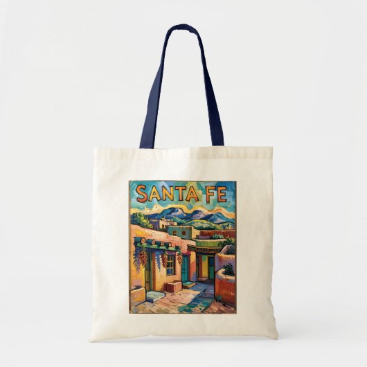 Santa Fe Adobe Homes Van Gogh Starry Night Style トートバッグ (正面)