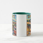 Santa Fe Adobe Homes Van Gogh Starry Night Style マグカップ (中央)