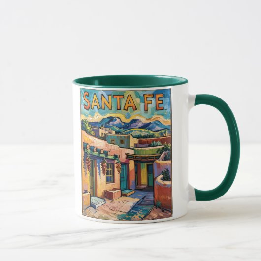 Santa Fe Adobe Homes Van Gogh Starry Night Style マグカップ (右)