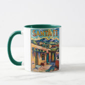 Santa Fe Adobe Homes Van Gogh Starry Night Style マグカップ (左)