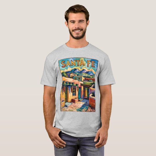 Santa Fe Adobe Homes Van Gogh Starry Night Style Tシャツ (正面フル)