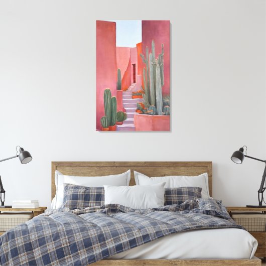Santa Fe Cacti Boho Poster キャンバスプリント (インサイチュ (寝室))