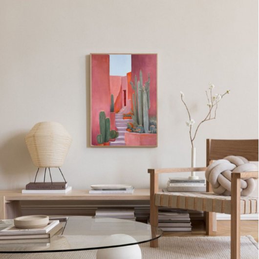 Santa Fe Cacti Boho Poster キャンバスプリント