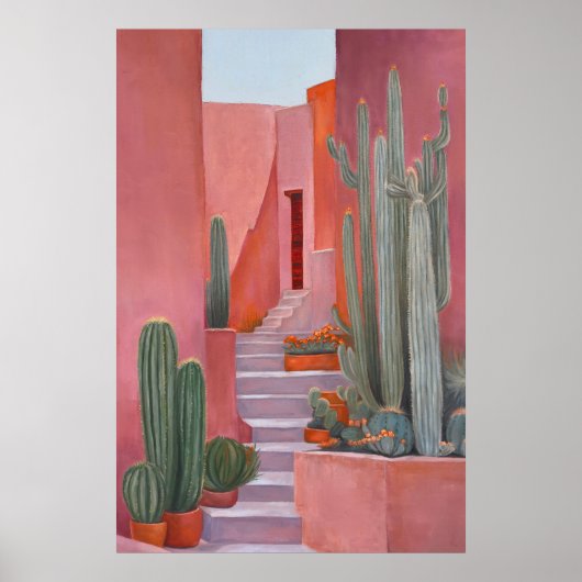 Santa Fe Cacti Boho Poster ポスター (正面)