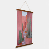 Santa Fe Cacti Boho Wood Topped Wall Tapestry  吊り下げ型タペストリー (傾斜あり)