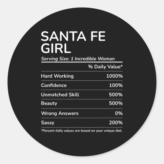 Santa Fe Girl Funny New Mexico Hometown  ラウンドシール (正面)