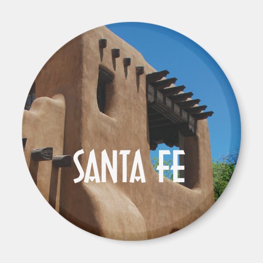 Santa Fe New Mexicoアドビ建物写真 マグネット (正面)