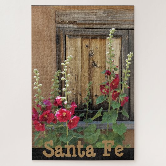 Santa Fe New Mexico Adobe, Holly Hocks & Window ジグソーパズル (縦)