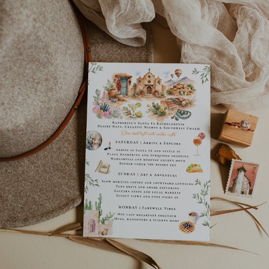 Santa Fe New Mexico Bachelorette Weekend Itinerary 招待状