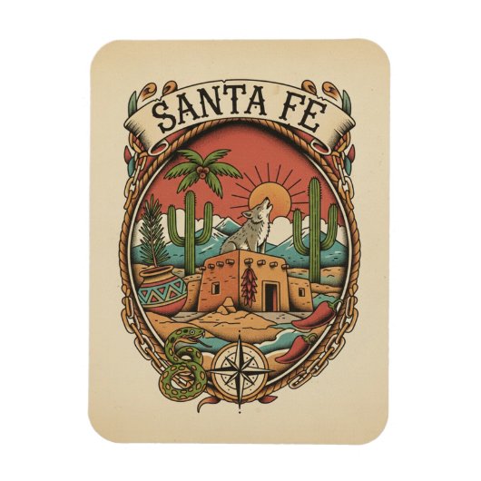 Santa Fe New Mexico Travel マグネット (縦)