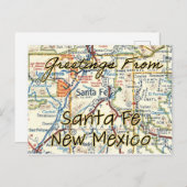 Santa Fe NM Vintage Map ポストカード (正面/裏面)