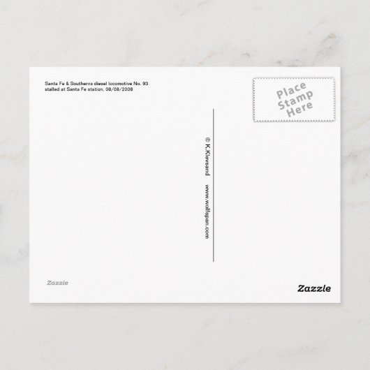 Santa Fe & Southern´s Diesel No. 93 ポストカード (裏面)