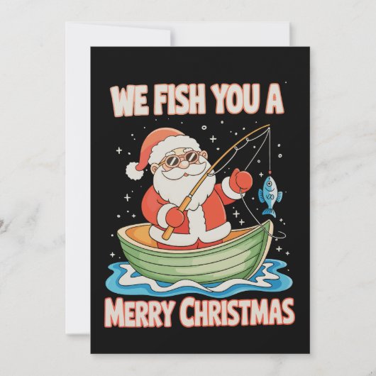 Santa Fishing Christmas Fish Fisherman Xmas シーズンカード (正面)