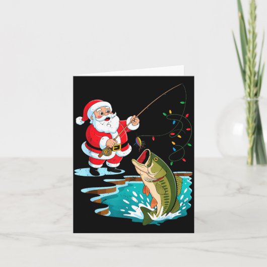 Santa Fishing Lure B Fish Christmas Pajamas Boy To カード (正面)