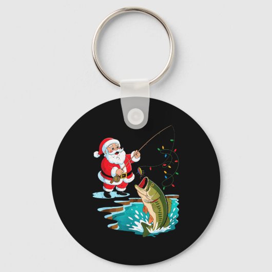 Santa Fishing Lure B Fish Christmas Pajamas Boy To キーホルダー (正面)
