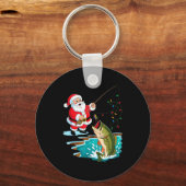 Santa Fishing Lure B Fish Christmas Pajamas Boy To キーホルダー (正面)