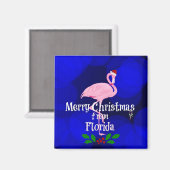 Santa Flamingoからのフロリダのクリスマスの挨拶 マグネット (正面/裏面)