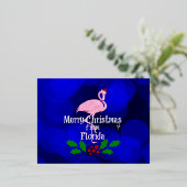 Santa Flamingoからのフロリダのクリスマスの挨拶 箔シーズンポストカード (立ち正面)