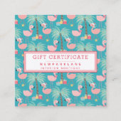 Santa Flamingo's -ティール（緑がかった色）クリスマスギフト券 スクエア名刺 (正面)