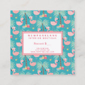 Santa Flamingo's -ティール（緑がかった色）クリスマスギフト券 スクエア名刺 (裏面)