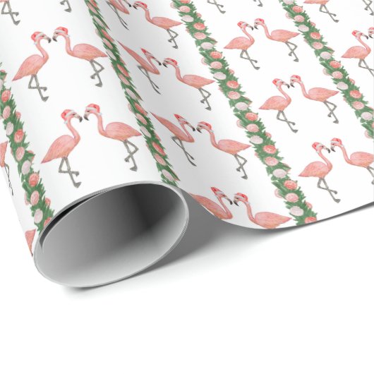 Santa Flamingos and Shells Wrapping Paper ラッピングペーパー (ロールコーナー)