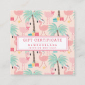 Santa Flamingo's - Pink Christmas Gift Certificate スクエア名刺 (正面)