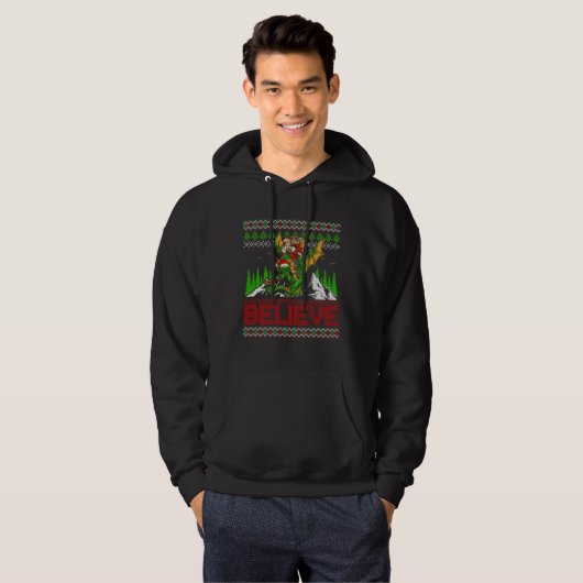 Santa Flying Dragon Believe Ugly Christmas Sweater パーカ (正面フル)