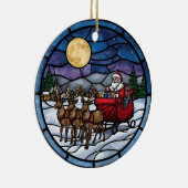 Santa Flying Over Snowy Village セラミックオーナメント (右)