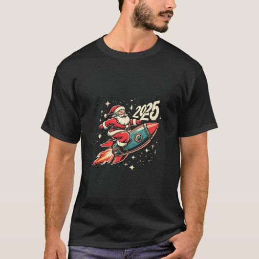 Santa flying to new year  tシャツ (正面)