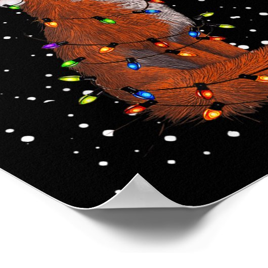 Santa Fox Tangled Up In Christmas Tree Lights Foxe ポスター (角)