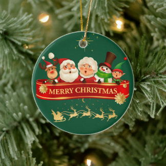 Santa & Friends Classic Christmas Ornament セラミックオーナメント