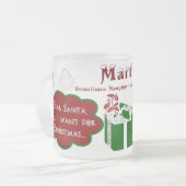 Santa Frosted Mag – 名前親愛/メッセージの個人用設定 フロストグラスマグカップ (正面左)