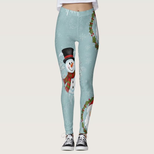 Santa Frosty Christmas Leggings AI Used レギンス (正面)