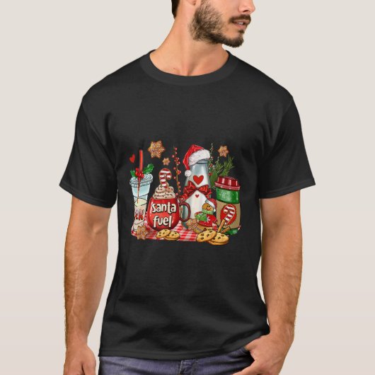 Santa Fuel Coffee Cups Merry Christmas Coffee Drin Tシャツ (正面)