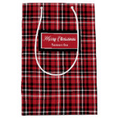 Santa Gift Bags Red Black Plaid Personalized Wrap ミディアムペーパーバッグ (正面)