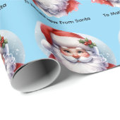 Santa Giftwrap with Personalized Name Blue ラッピングペーパー (ロールコーナー)