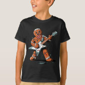 Santa Gingerbread Playing Guitar Funny Christmas P Tシャツ (正面)
