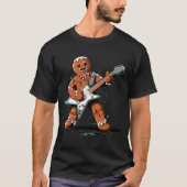Santa Gingerbread Playing Guitar Funny Christmas P Tシャツ (正面)