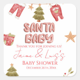 Santa Girl Boy Holiday Baby Shower   スクエアシール