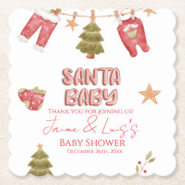 Santa Girl Boy Holiday Baby Shower   ペーパーコースター