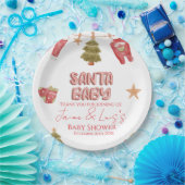 Santa Girl Boy Holiday Baby Shower   ペーパープレート (パーティー)