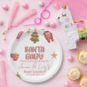 Santa Girl Boy Holiday Baby Shower   ペーパープレート (パーティー)