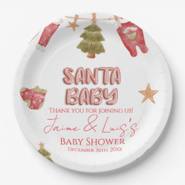 Santa Girl Boy Holiday Baby Shower   ペーパープレート
