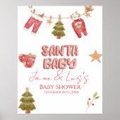 Santa Girl Boy Holiday Baby Shower   ポスター (正面)