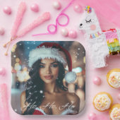 Santa Girl - Ho Ho Ho - Christmas ペーパープレート (パーティー)