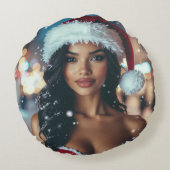 Santa Girl - Ho Ho Ho - Christmas ラウンドクッション (裏面)