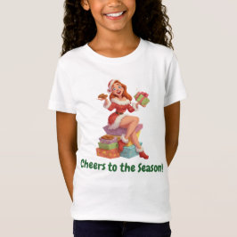Santa Girl with Cookies and Gifts Tシャツ