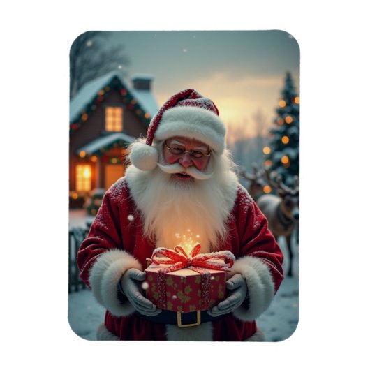 Santa giving Christmas gifts マグネット (縦)