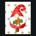 Santa Gnome  ポスター<br><div class="desc">Cute Santa Claus gnome and golden snowflakes. Happy Holidays! Merry Christmas!

Customize as you wish with text and more images,  etc.</div>
