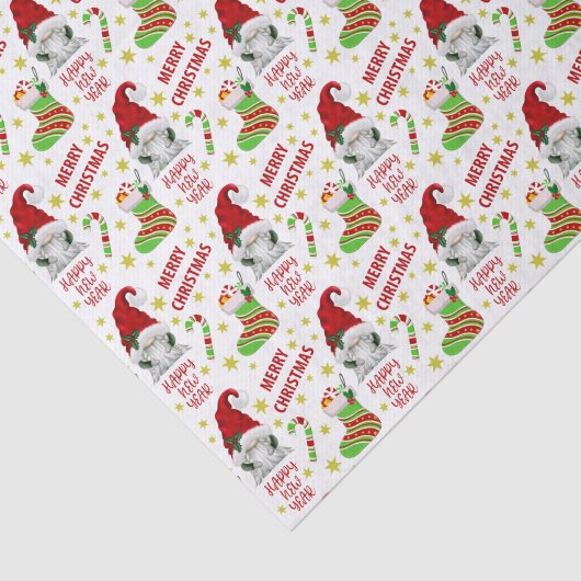 Santa Gnome and Stocking Christmas Pattern 薄葉紙 (詳細)